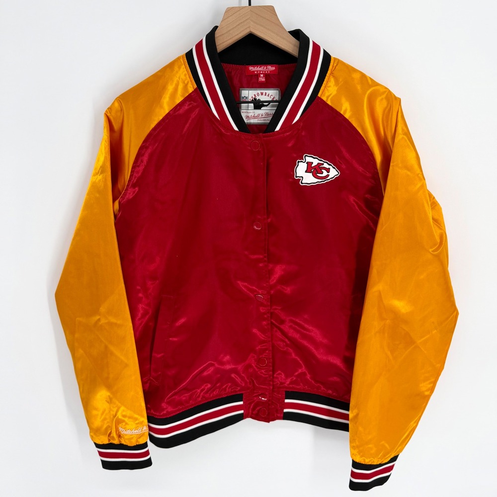 Mitchell Ness Kansas City Chiefs Satin Jacket Red‎ Gold Varsity NFL Women's M